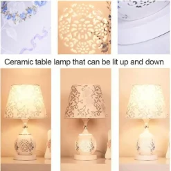 Keramik-Tischlampe – Elegantes blau-weißes Porzellandekor