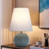 Keramik-Tischlampe – geschnitztes Blumendesign