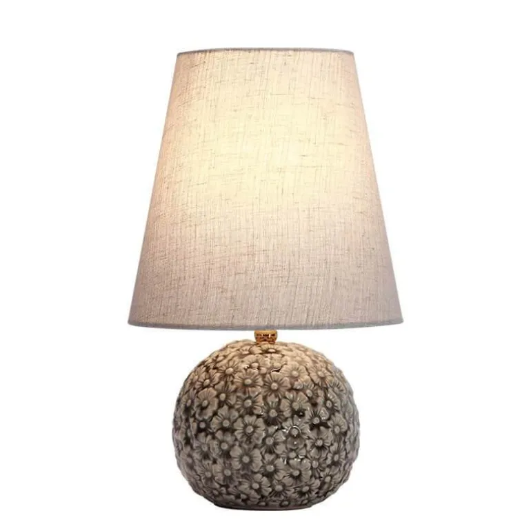 Keramik-Tischlampe – geschnitztes Blumendesign
