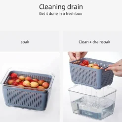 Kühlschrank-Abfluss-Organizer-Box – Multifunktionale Aufbewahrung von Gemüse und Obst mit Deckel