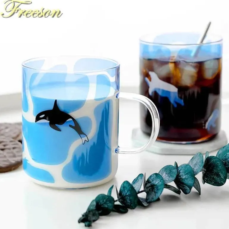 Killerwal-Kaffeetasse – süßer Eisbär, hitzebeständige Glastasse, 350 ml