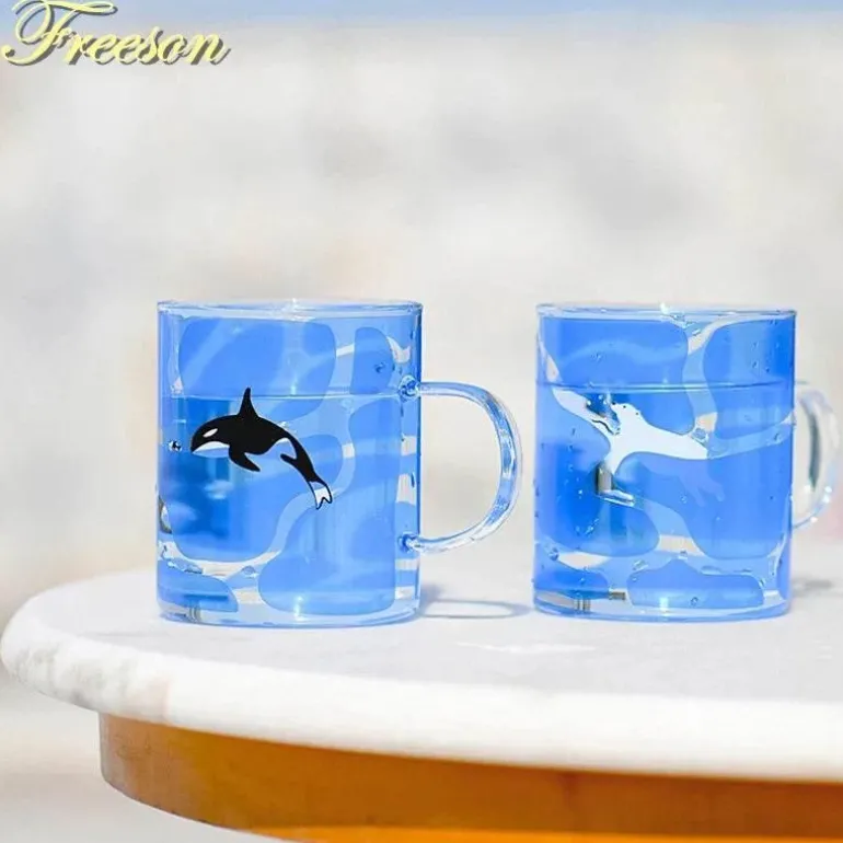 Killerwal-Kaffeetasse – süßer Eisbär, hitzebeständige Glastasse, 350 ml