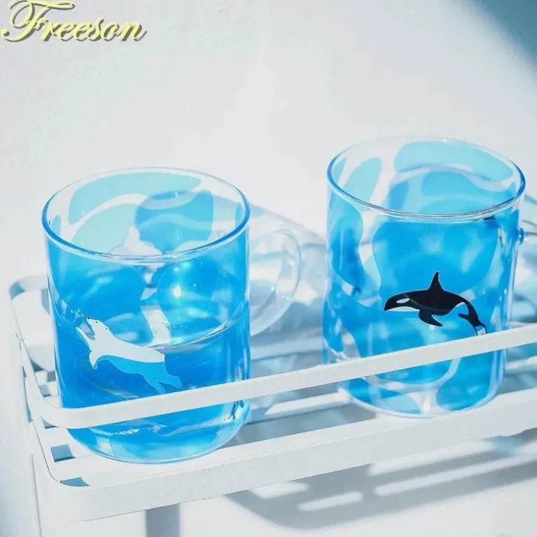 Killerwal-Kaffeetasse – süßer Eisbär, hitzebeständige Glastasse, 350 ml