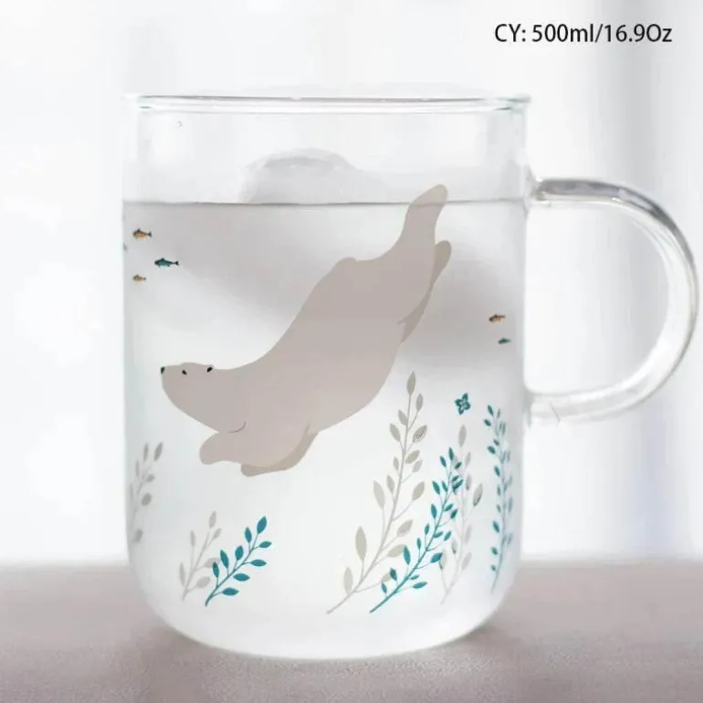Killerwal-Kaffeetasse – süßer Eisbär, hitzebeständige Glastasse, 350 ml