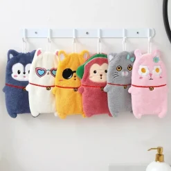 Kinder-Handtuch mit Cartoon-Tiermotiv, dickes, doppellagiges Handtuch für zu Hause