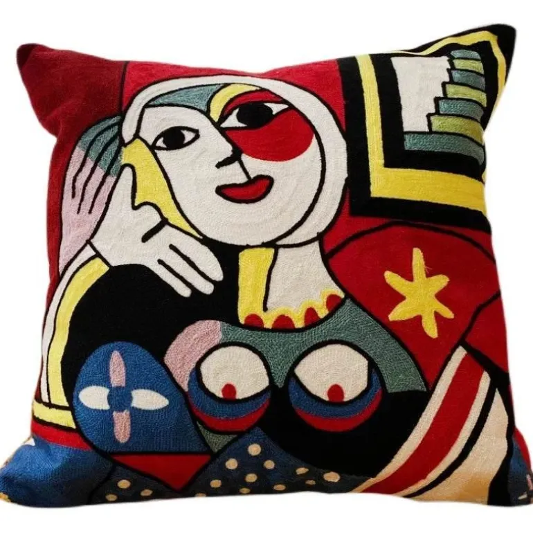 Kissenbezüge mit abstrakter Stickerei, 45 x 45 cm, dekorative Sofa- und Autokissen