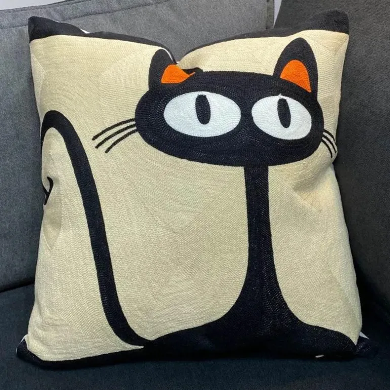 Kissenbezüge mit abstrakter Stickerei, 45 x 45 cm, dekorative Sofa- und Autokissen