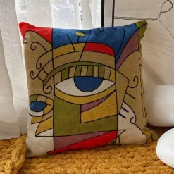 Kissenbezüge mit abstrakter Stickerei, 45 x 45 cm, dekorative Sofa- und Autokissen