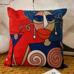 Kissenbezüge mit abstrakter Stickerei, 45 x 45 cm, dekorative Sofa- und Autokissen