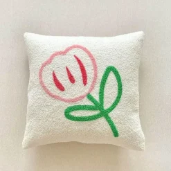 Kissenbezüge mit Blumenstickerei - Weiche rosa Blumen-Überwürfe