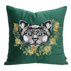 Kissenbezüge mit Katzenstickerei aus Samt und Quasten – gemütliche Kissenbezüge