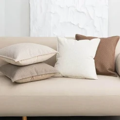 Kissenbezug aus Kunstleder – 45 x 45 cm, Creme, Braun, Beige, Sofa-Dekor