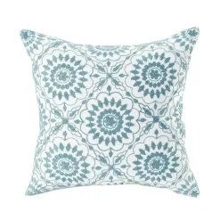 Kissenbezug mit Blumenstickerei - Baumwoll-Canvas-Heimdekor