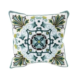 Kissenbezug mit Blumenstickerei - Baumwoll-Canvas-Heimdekor