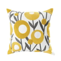 Kissenbezug mit Blumenstickerei - Baumwoll-Canvas-Heimdekor