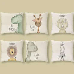 Kissenbezug mit Cartoon-Tiermotiv, Leinen, für die Heimdekoration