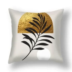 Kissenbezug mit Ginkgoblättern – moderner nordischer Kissenbezug, 45 x 45 cm