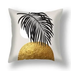 Kissenbezug mit Ginkgoblättern – moderner nordischer Kissenbezug, 45 x 45 cm