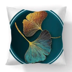 Kissenbezug mit Ginkgoblättern – moderner nordischer Kissenbezug, 45 x 45 cm