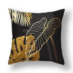 Kissenbezug mit Ginkgoblättern – moderner nordischer Kissenbezug, 45 x 45 cm