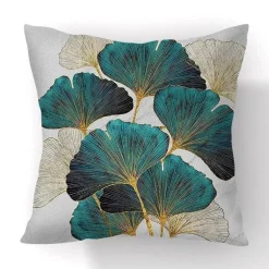 Kissenbezug mit Ginkgoblättern – moderner nordischer Kissenbezug, 45 x 45 cm