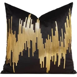 Kissenbezug mit goldener Leopardenstickerei – Luxuriöses Wohnzimmerdekor