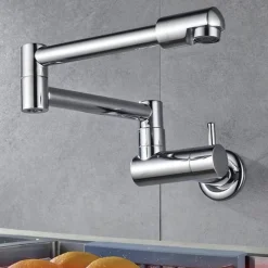 Klappbarer Topffüller-Wasserhahn aus Chrom zur Wandmontage