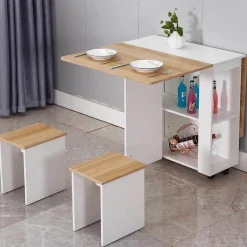 Klappbares Esstisch-Set mit Rollen – Moderne, platzsparende Möbel