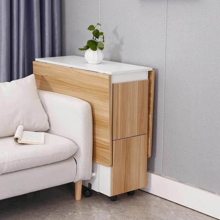 Klappbares Esstisch-Set mit Rollen – Moderne, platzsparende Möbel