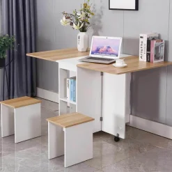 Klappbares Esstisch-Set mit Rollen – Moderne, platzsparende Möbel