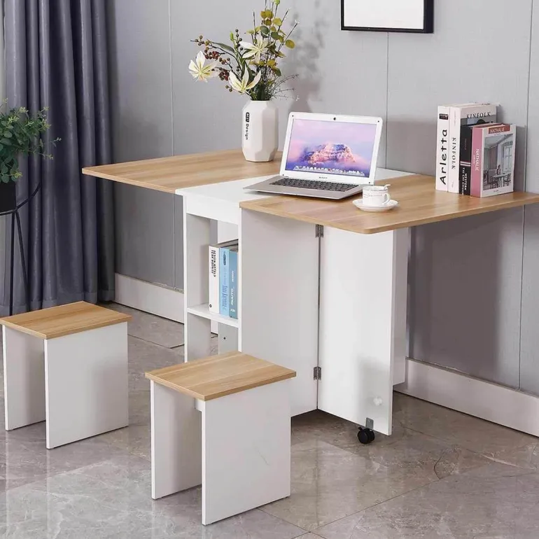 Klappbares Esstisch-Set mit Rollen – Moderne, platzsparende Möbel