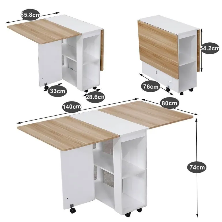Klappbares Esstisch-Set mit Rollen – Moderne, platzsparende Möbel