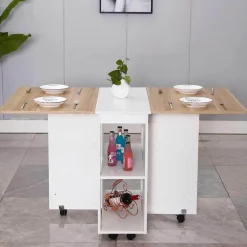 Klappbares Esstisch-Set mit Rollen – Moderne, platzsparende Möbel