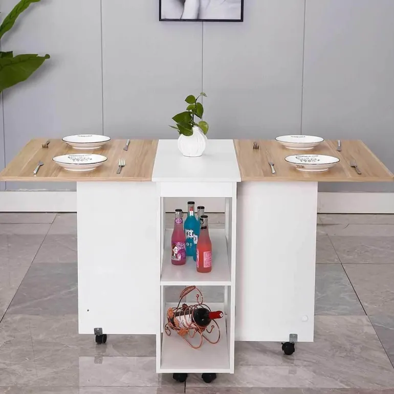 Klappbares Esstisch-Set mit Rollen – Moderne, platzsparende Möbel