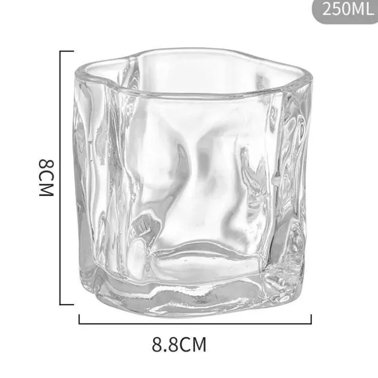 Klare Kaffeetasse aus Iceberg-Glas – 250 ml, unregelmäßig geformte Tasse