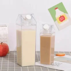 Klare Milchkarton-Wasserflasche - Tragbarer Plastikbecher für Saft und Tee