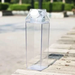 Klare Milchkarton-Wasserflasche - Tragbarer Plastikbecher für Saft und Tee