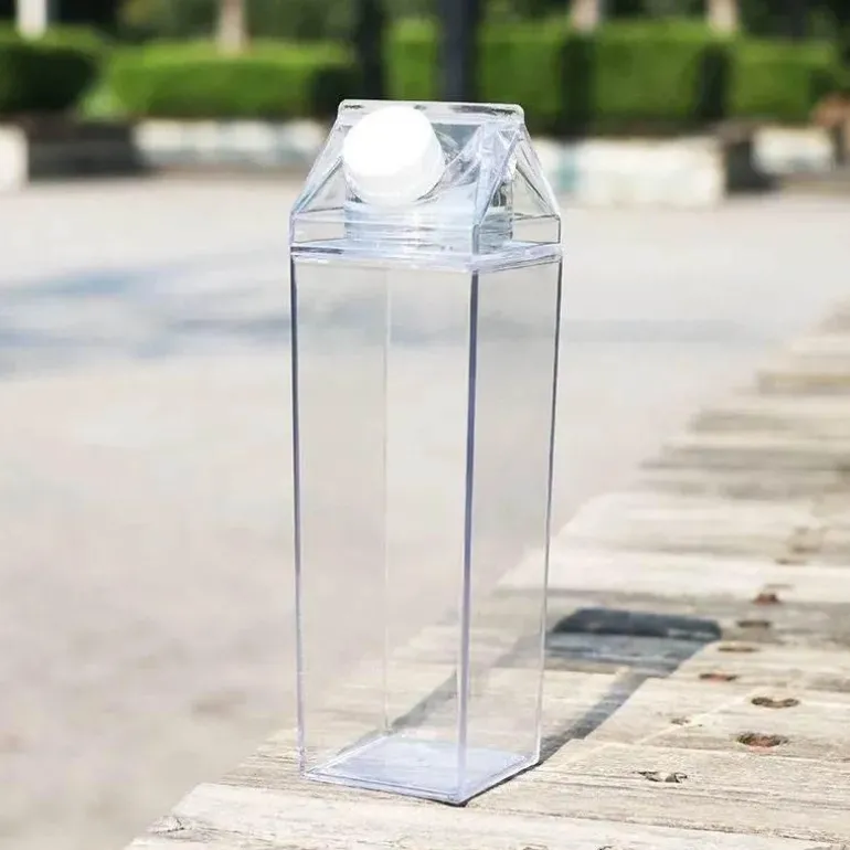 Klare Milchkarton-Wasserflasche - Tragbarer Plastikbecher für Saft und Tee