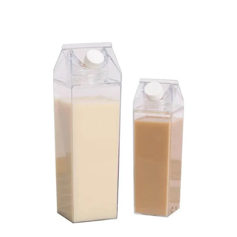 Klare Milchkarton-Wasserflasche - Tragbarer Plastikbecher für Saft und Tee