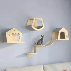 Kletterturm für Katzenwände aus Holz – Katzenmöbelplattform