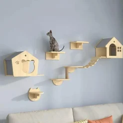 Kletterturm für Katzenwände aus Holz – Katzenmöbelplattform