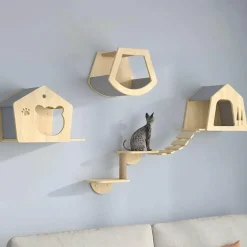 Kletterturm für Katzenwände aus Holz – Katzenmöbelplattform