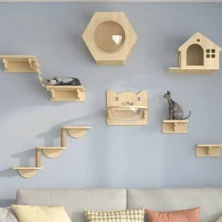 Kletterturm für Katzenwände aus Holz – Katzenmöbelplattform