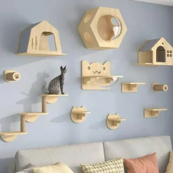 Kletterturm für Katzenwände aus Holz – Katzenmöbelplattform