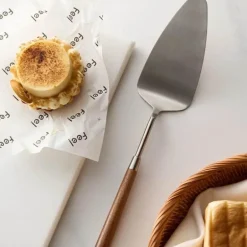 Kochset aus Edelstahl – Utensilien und Tortenheber mit Pfirsichgriff