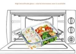 Koreanische Bento-Lunchbox aus Glas – mikrowellengeeignet mit Fächern