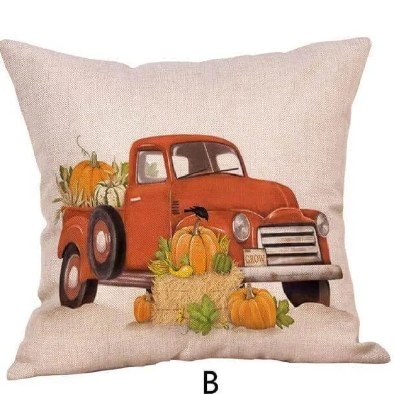 Kürbis Truck Kissenbezüge - Halloween Herbst Dekor Akzent