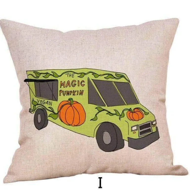 Kürbis Truck Kissenbezüge - Halloween Herbst Dekor Akzent