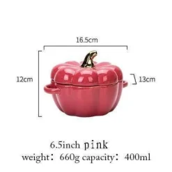 Kürbis-Backschüssel mit glasiertem Deckel - Herbstliches Küchendekor