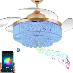Kristall-LED-Deckenventilatorlampe mit Bluetooth-Lautsprecher – Melody Glow